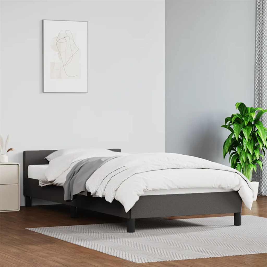vidaXL Posteľný rám s čelom bez matraca šedý 90x200 cm
