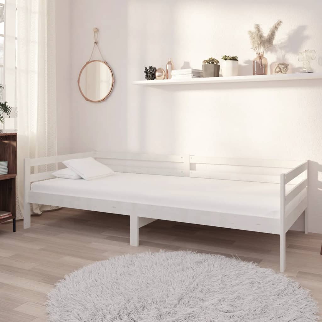 vidaXL Denná posteľ so zásuvkami 90x200 cm, biela, borovicový masív