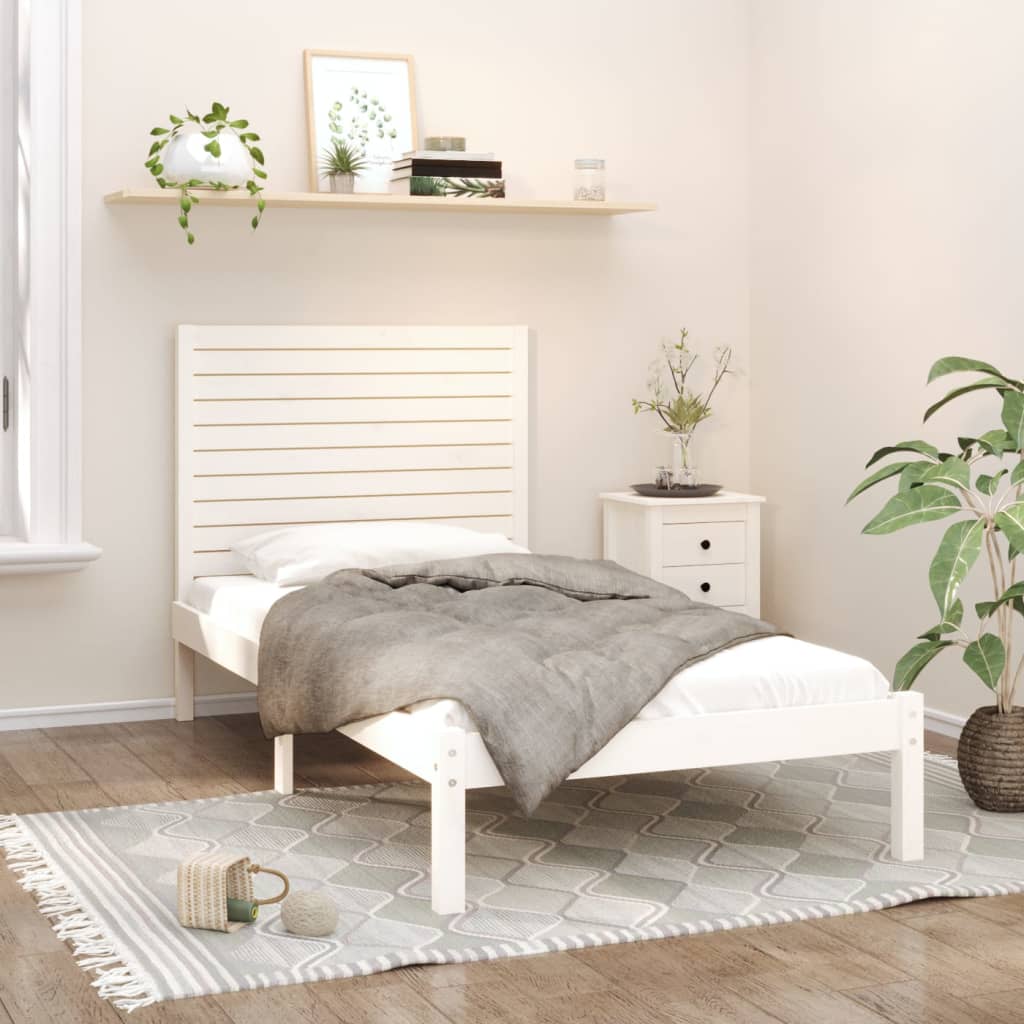 vidaXL Posteľný rám biely masívne drevo 90x200 cm