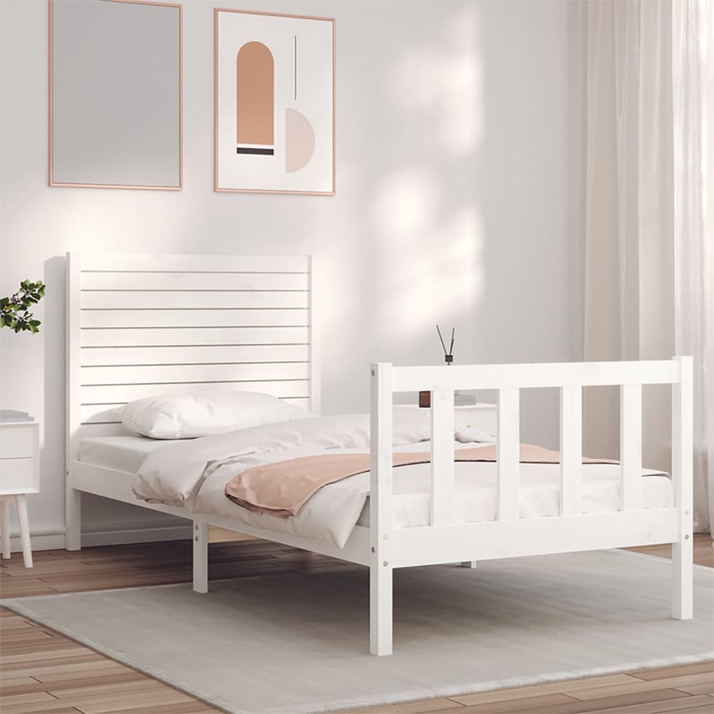 vidaXL Posteľ bez matraca biely 150x200 cm masívna borovica