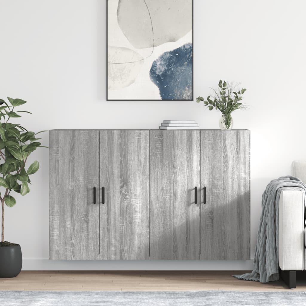 vidaXL Nástenné skrinky 2 ks sivý dub sonoma 69,5x34x90 cm