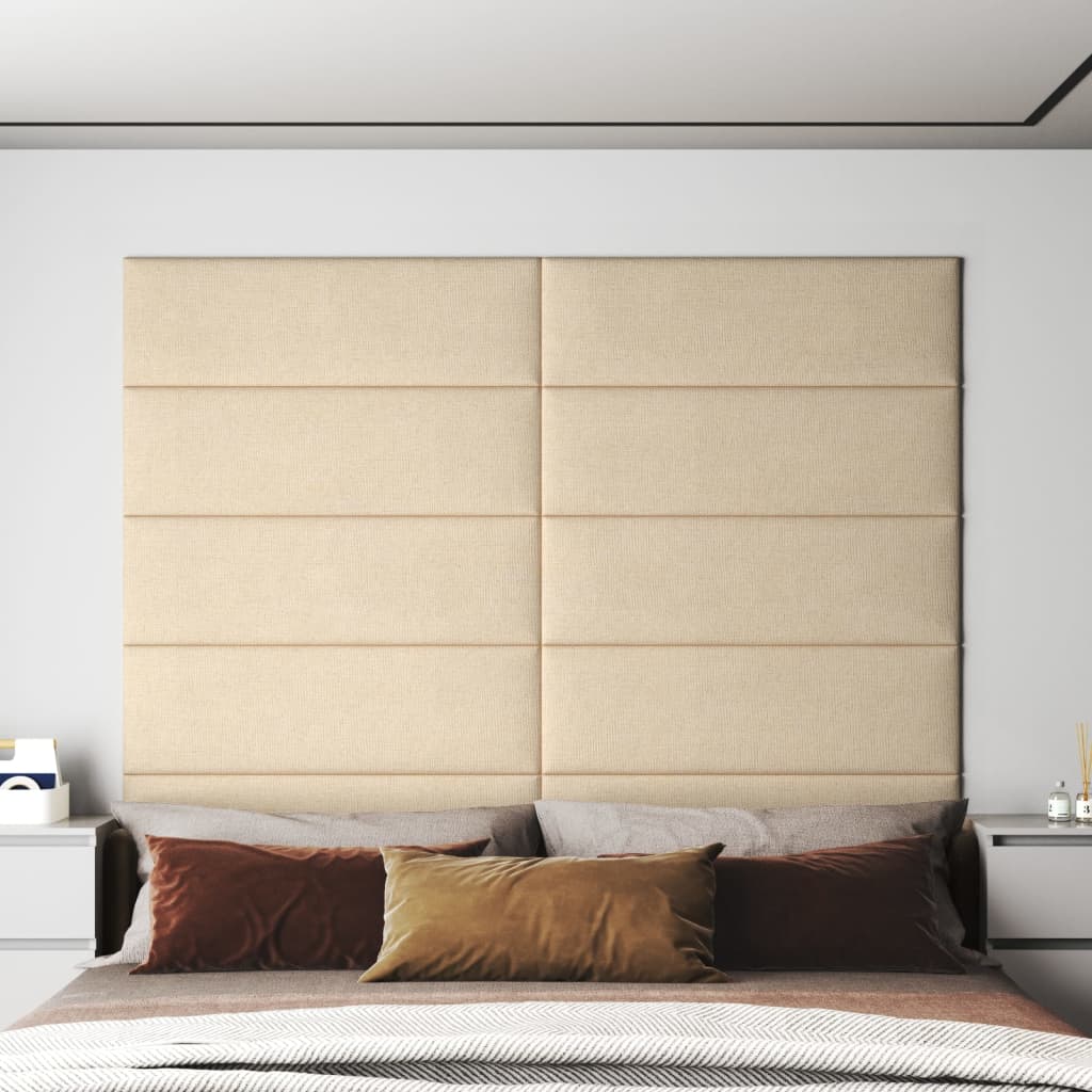 vidaXL Nástenné panely 12 ks krémové 90x30 cm látka 3,24 m²
