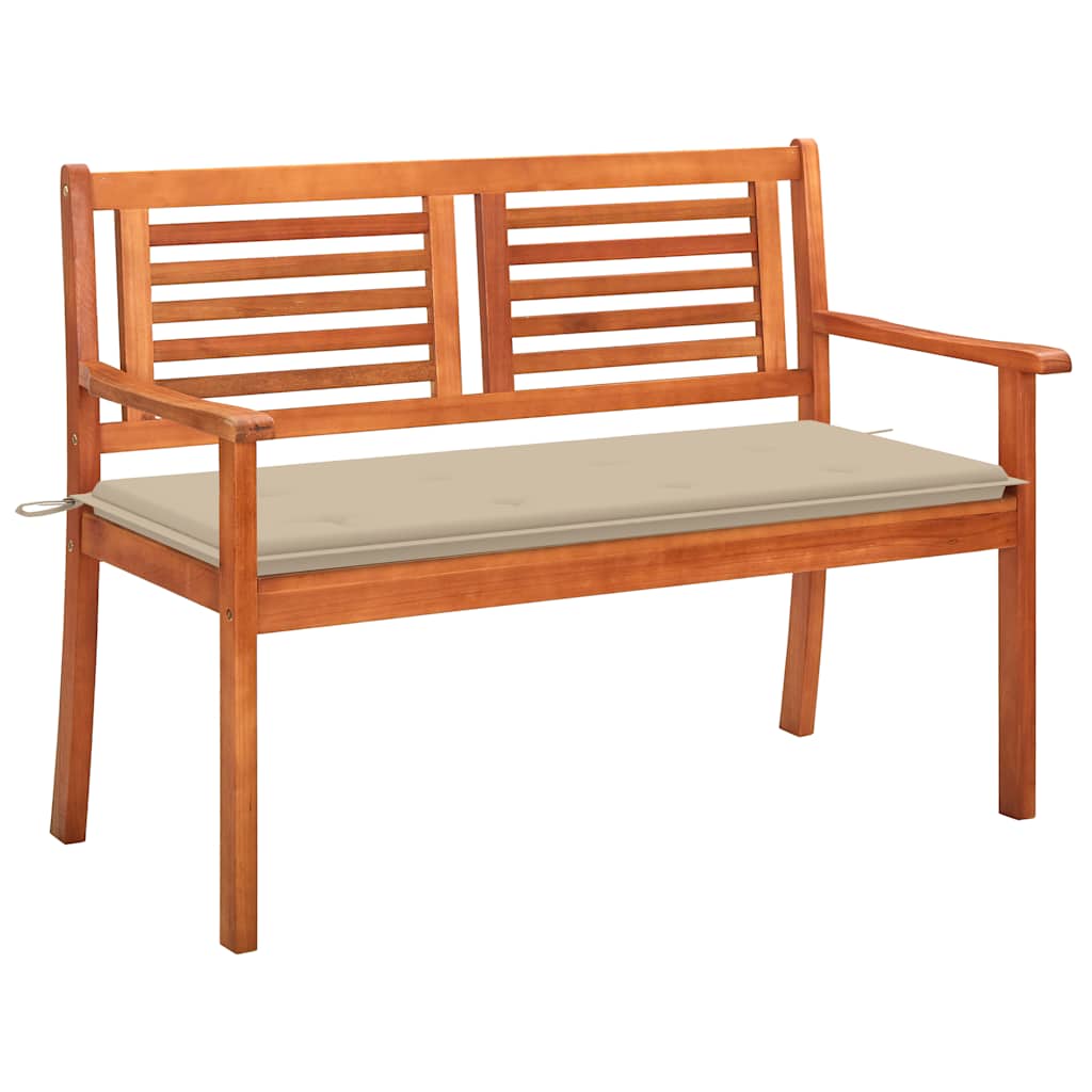 vidaXL 2-miestna záhradná lavica s vankúšom 120 cm eukalyptový masív