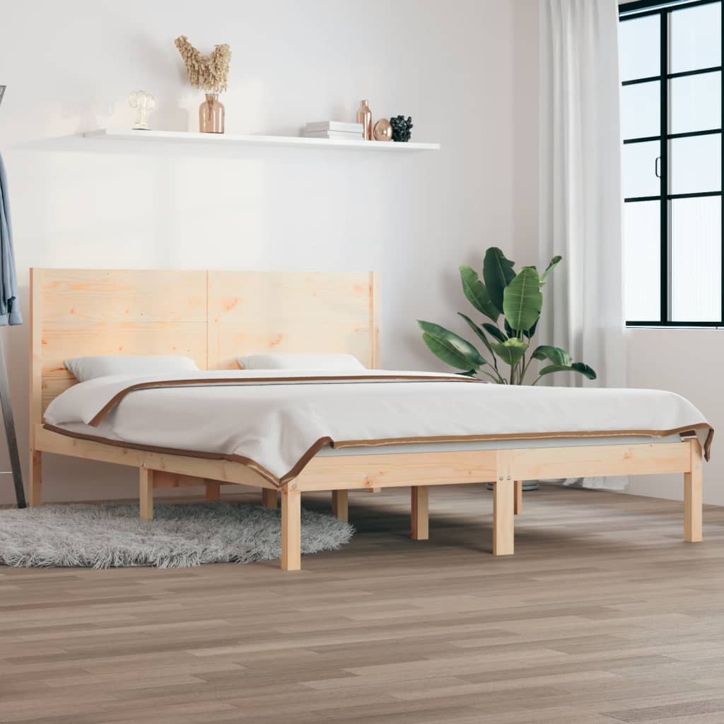vidaXL Posteľný rám, drevený masív 135x190 cm, dvojlôžko