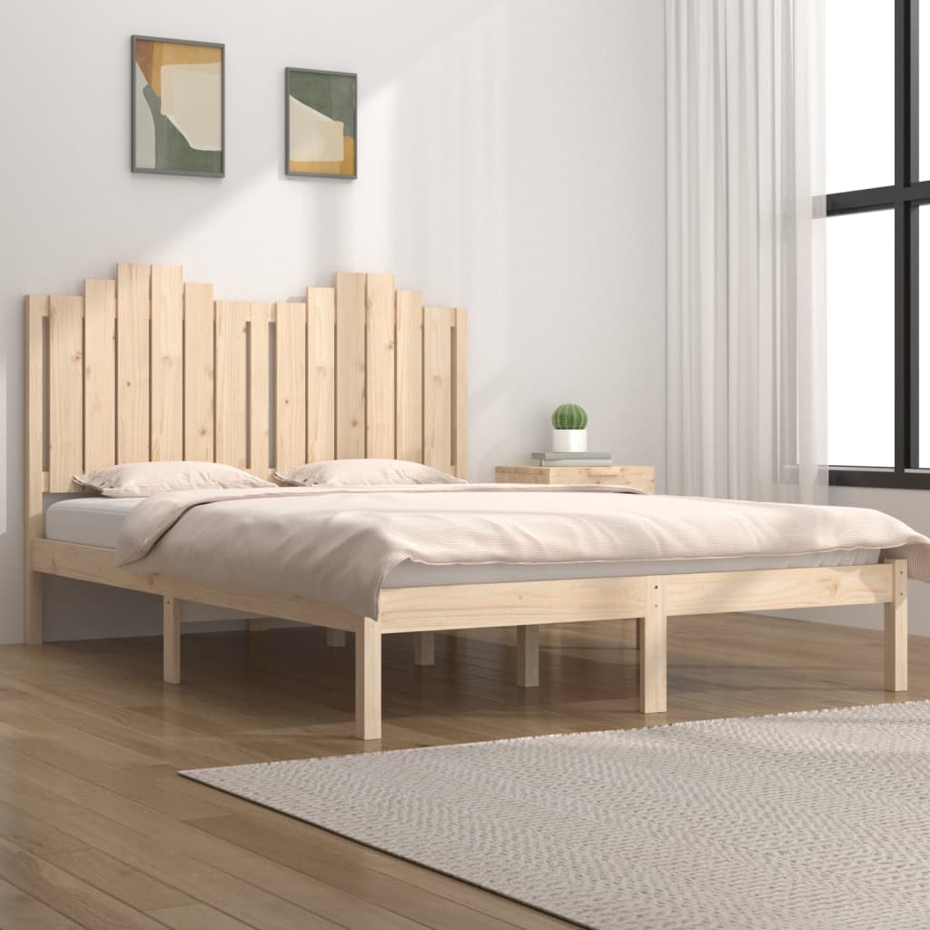 vidaXL Posteľný rám, borovicový masív 135x190 cm, dvojlôžko