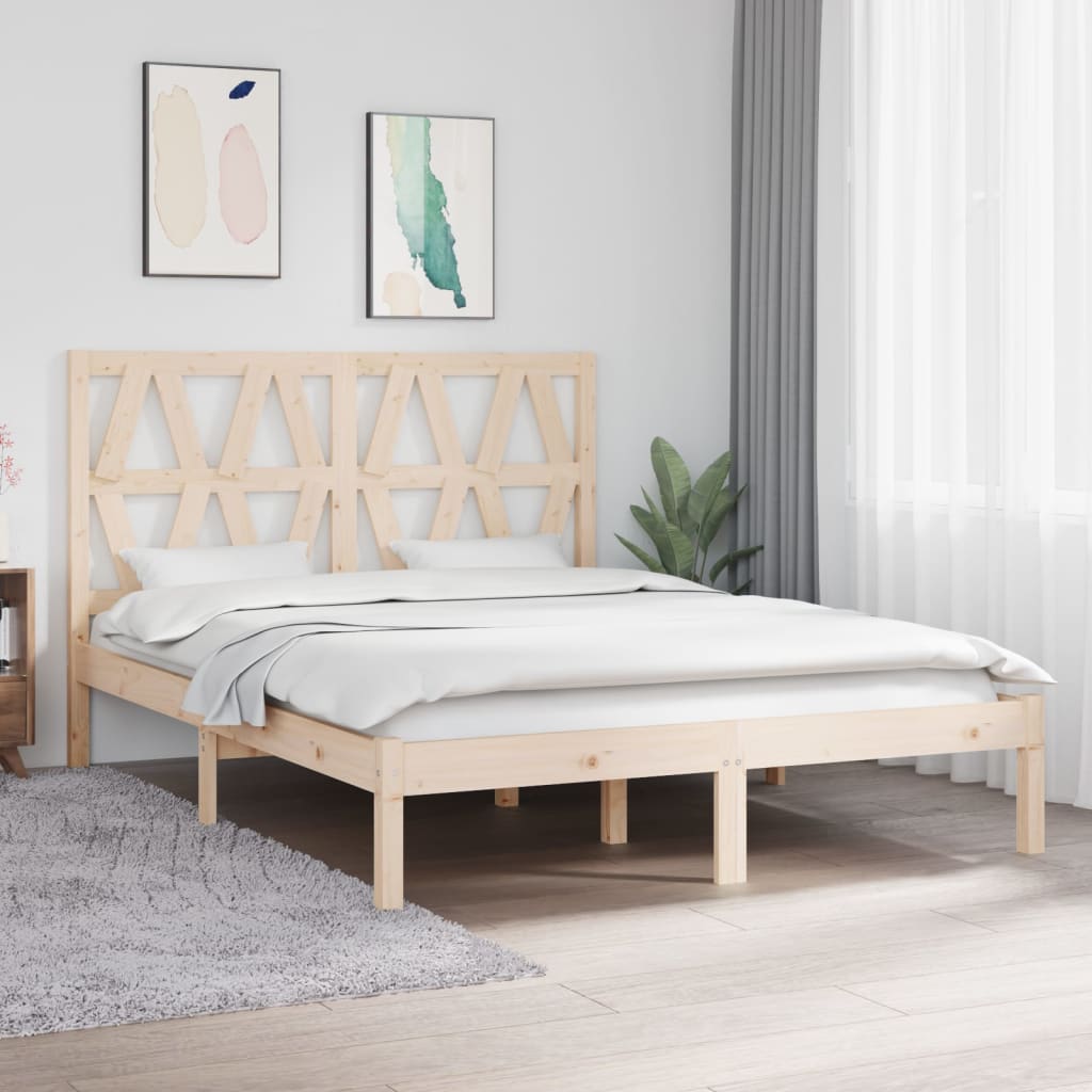 vidaXL Posteľný rám, borovicový masív 135x190 cm, dvojlôžko