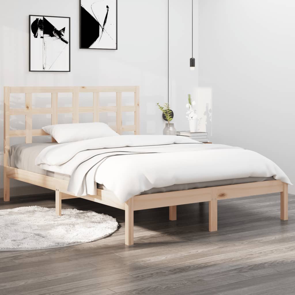 vidaXL Posteľný rám, drevený masív 135x190 cm, dvojlôžko