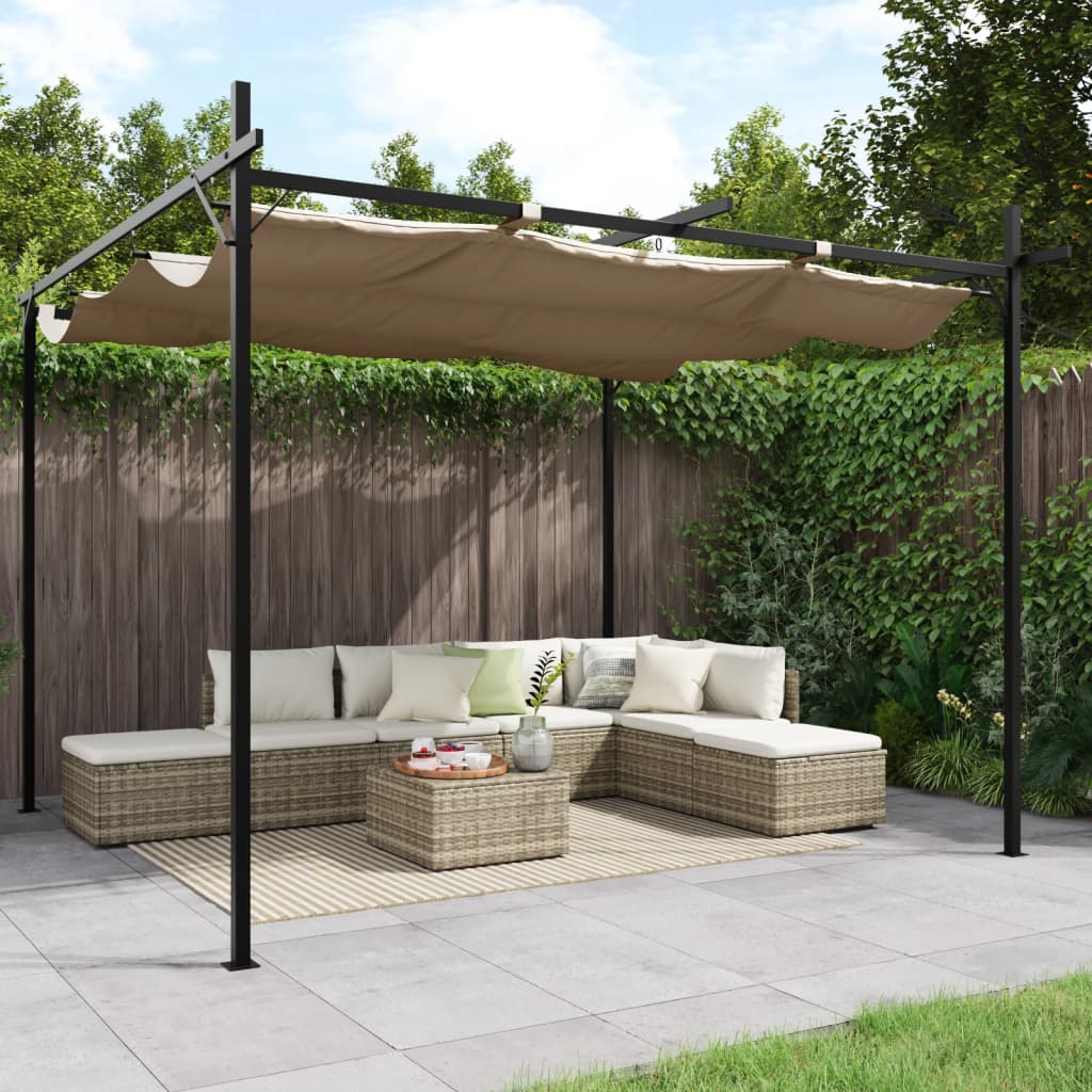 vidaXL Pergola so zaťahovacou strechou sivohnedá 295x292x230 cm