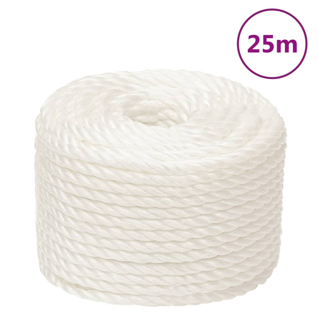 vidaXL Pracovné lano biele 24 mm 25 m polypropylén