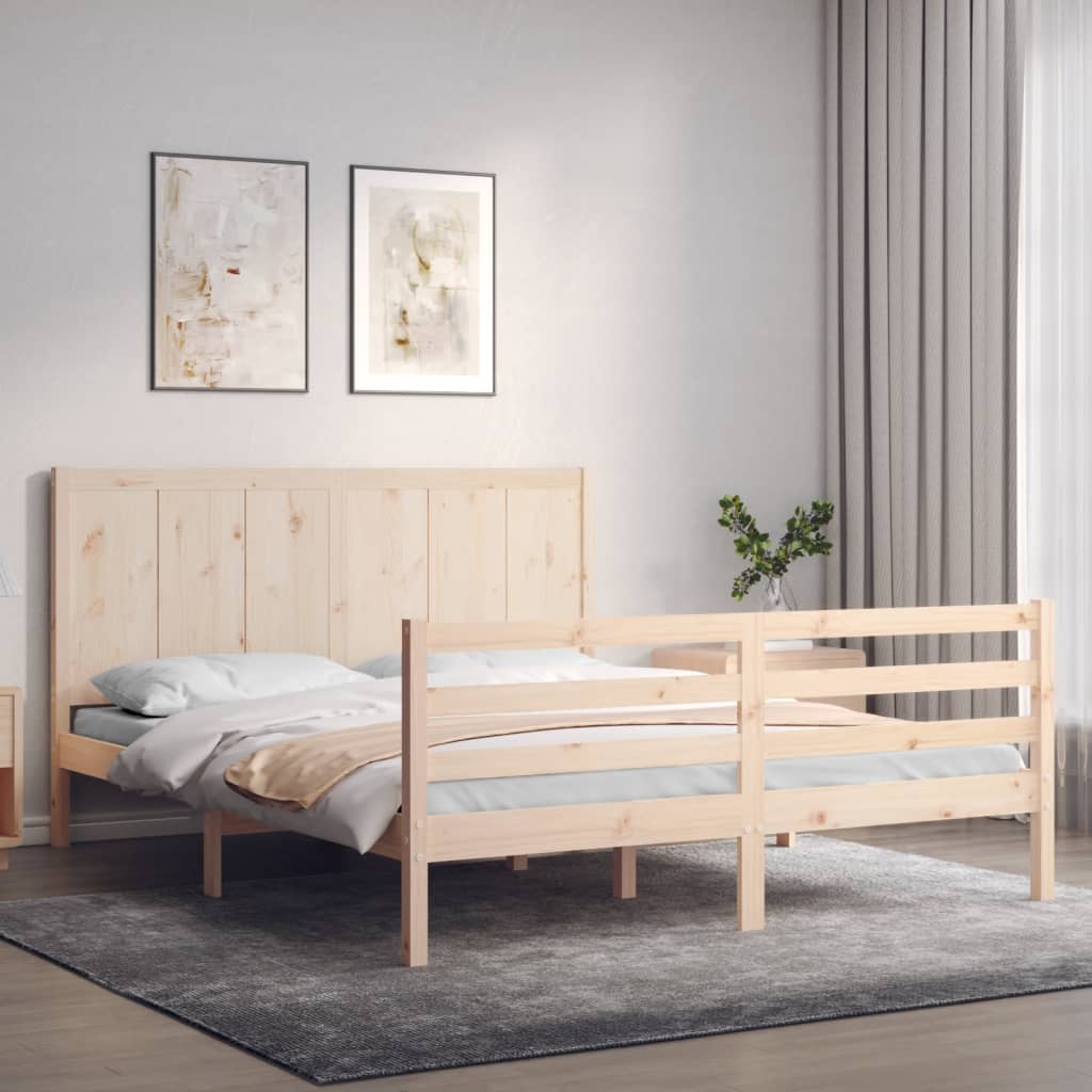 vidaXL Posteľný rám s čelom 160x200 cm masívne drevo