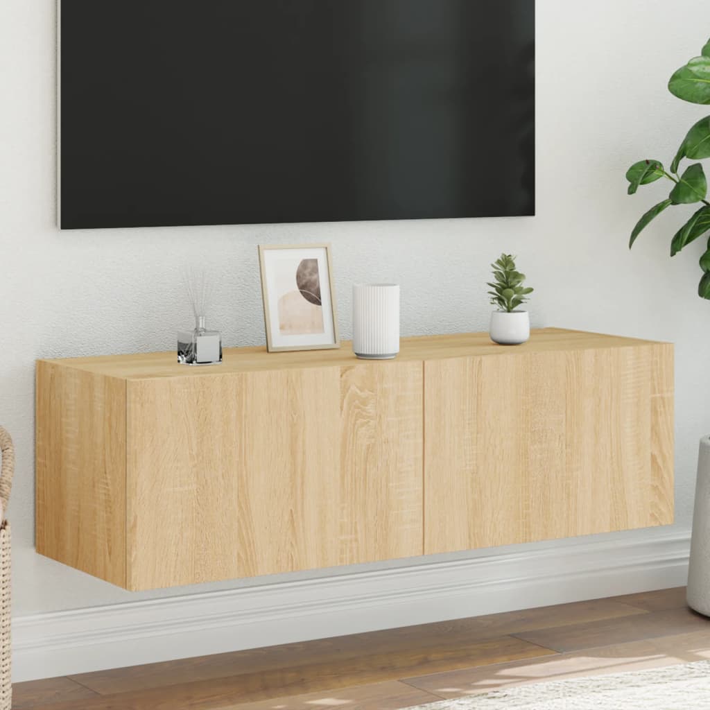 vidaXL TV nástenná skrinka s LED svetlami dub sonoma 100x35x31 cm
