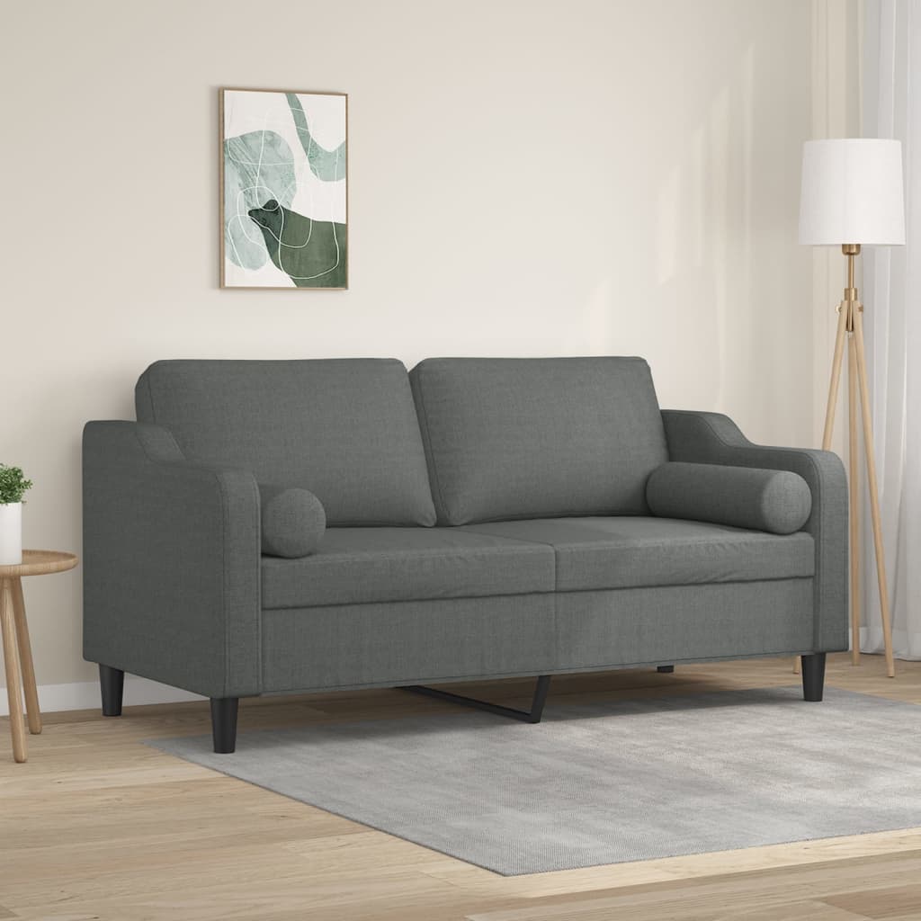 vidaXL 2-miestna pohovka s vankúšmi tmavosivá 140 cm látka