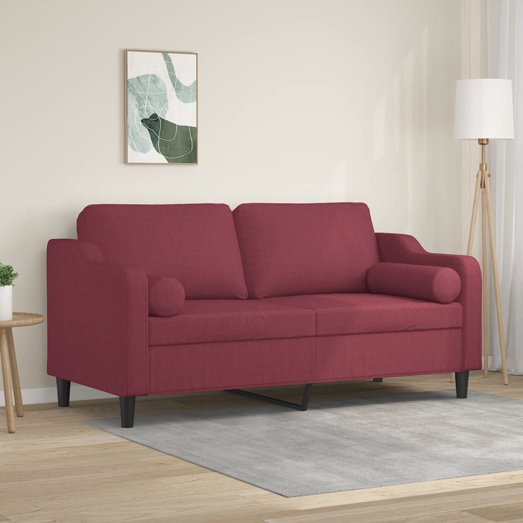 vidaXL 2-miestna pohovka s vankúšmi vínovočervená 140 cm látka