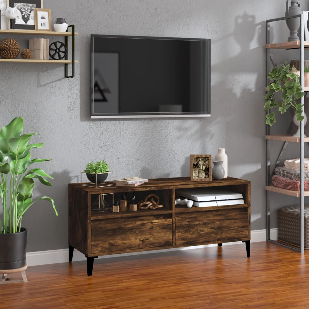vidaXL TV skrinka dymový dub 100x34,5x44,5 cm kompozitné drevo