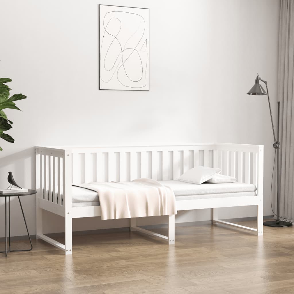 VidaXL Denná posteľ bez matraca Biela 75x190 cm Borovicový masív