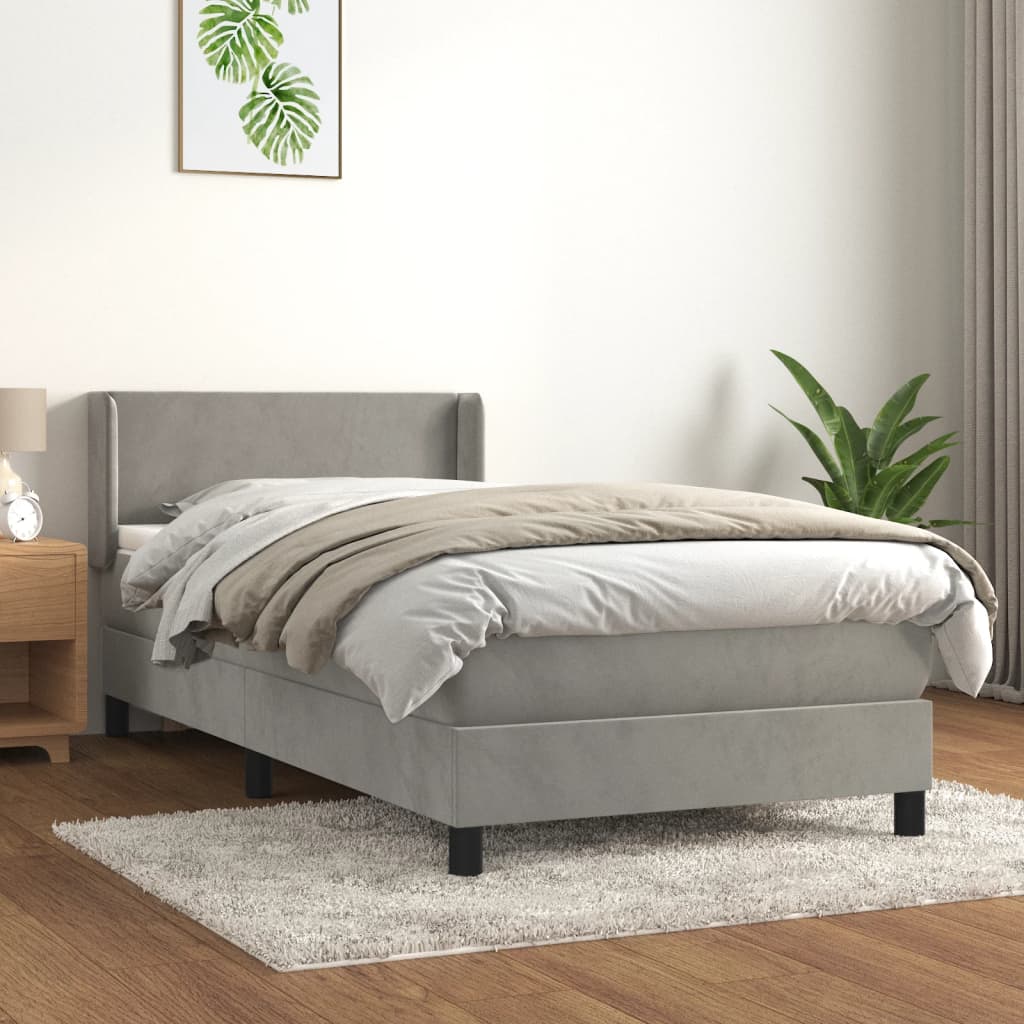 vidaXL Posteľný rám boxsping s matracom bledosivý 80x200 cm zamat