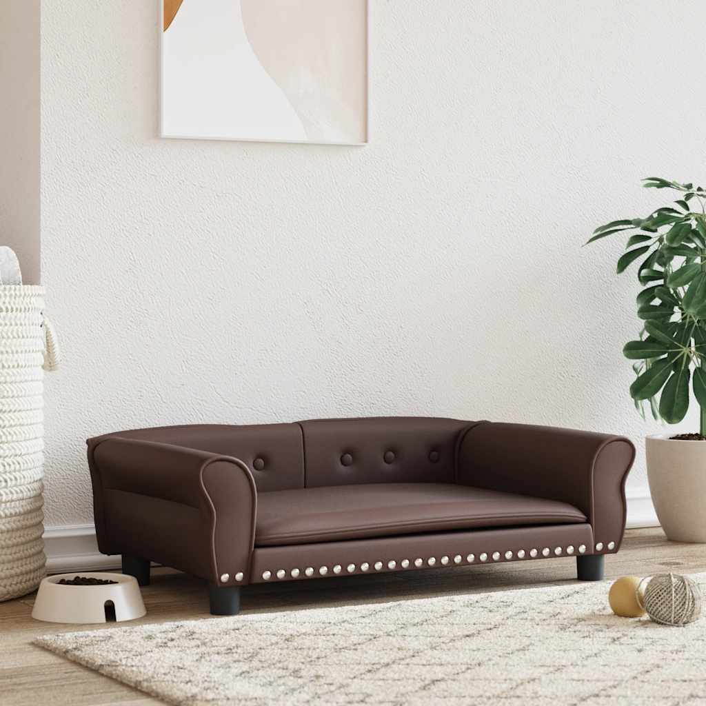 vidaXL Pelech pre psa hnedý 95x55x30 cm umelá koža