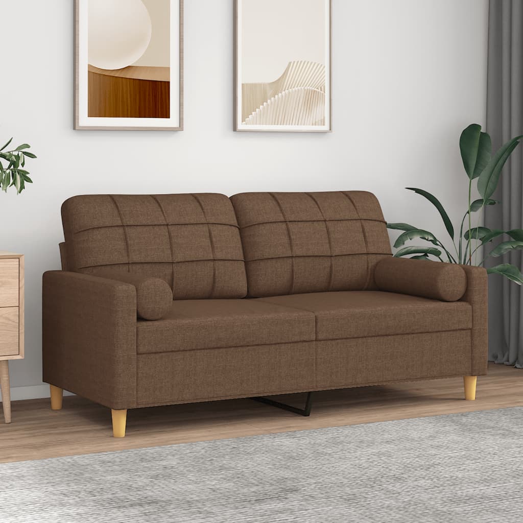 vidaXL 2-miestna pohovka s vankúšmi hnedá 140 cm látka