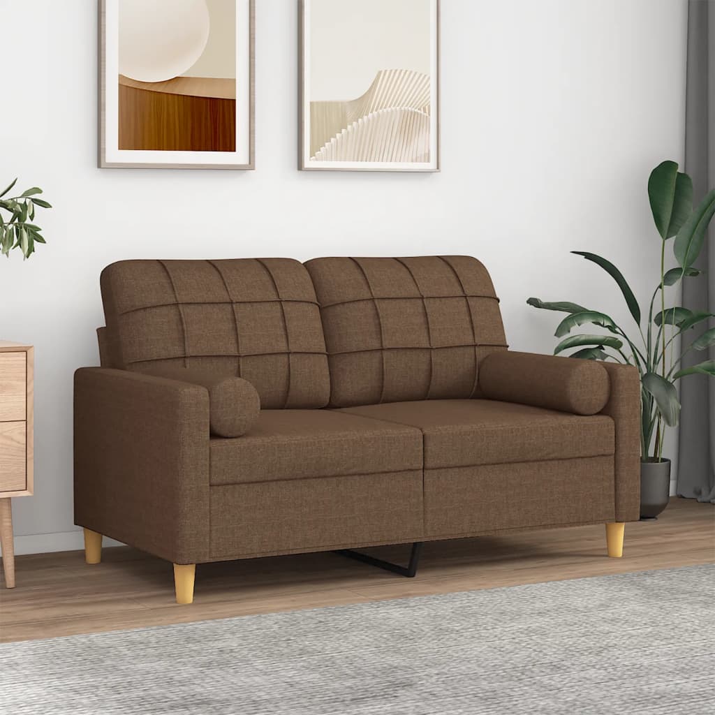 vidaXL 2-miestna pohovka s vankúšmi hnedá 120 cm látka