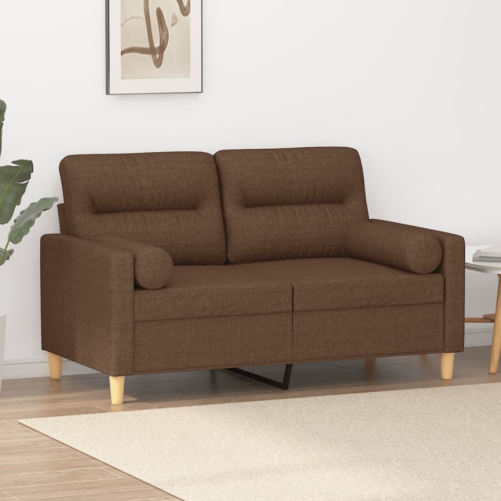 vidaXL 2-miestna pohovka s vankúšmi hnedá 120 cm látka