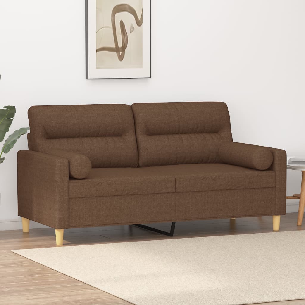 vidaXL 2-miestna pohovka s vankúšmi hnedá 140 cm látka