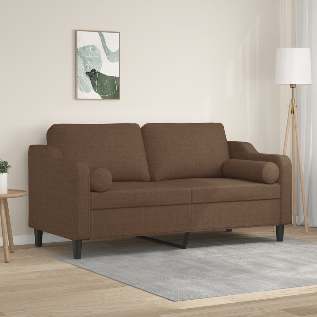 vidaXL 2-miestna pohovka s vankúšmi hnedá 140 cm látka