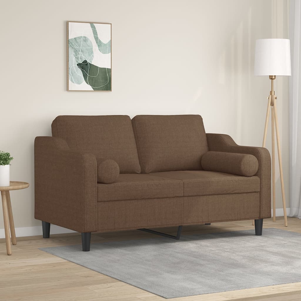 vidaXL 2-miestna pohovka s vankúšmi hnedá 120 cm látka