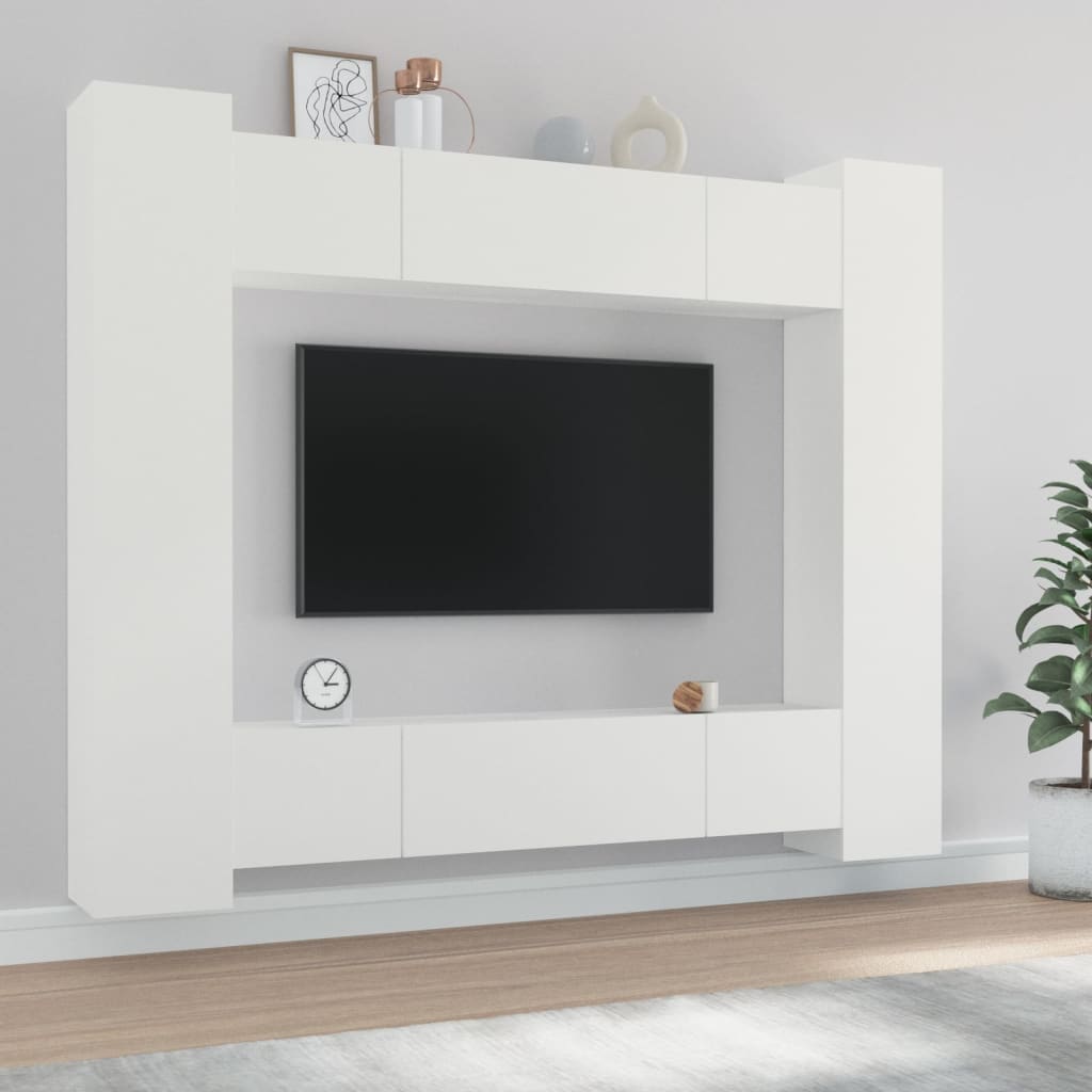 vidaXL 8-dielna súprava TV skriniek biela spracované drevo