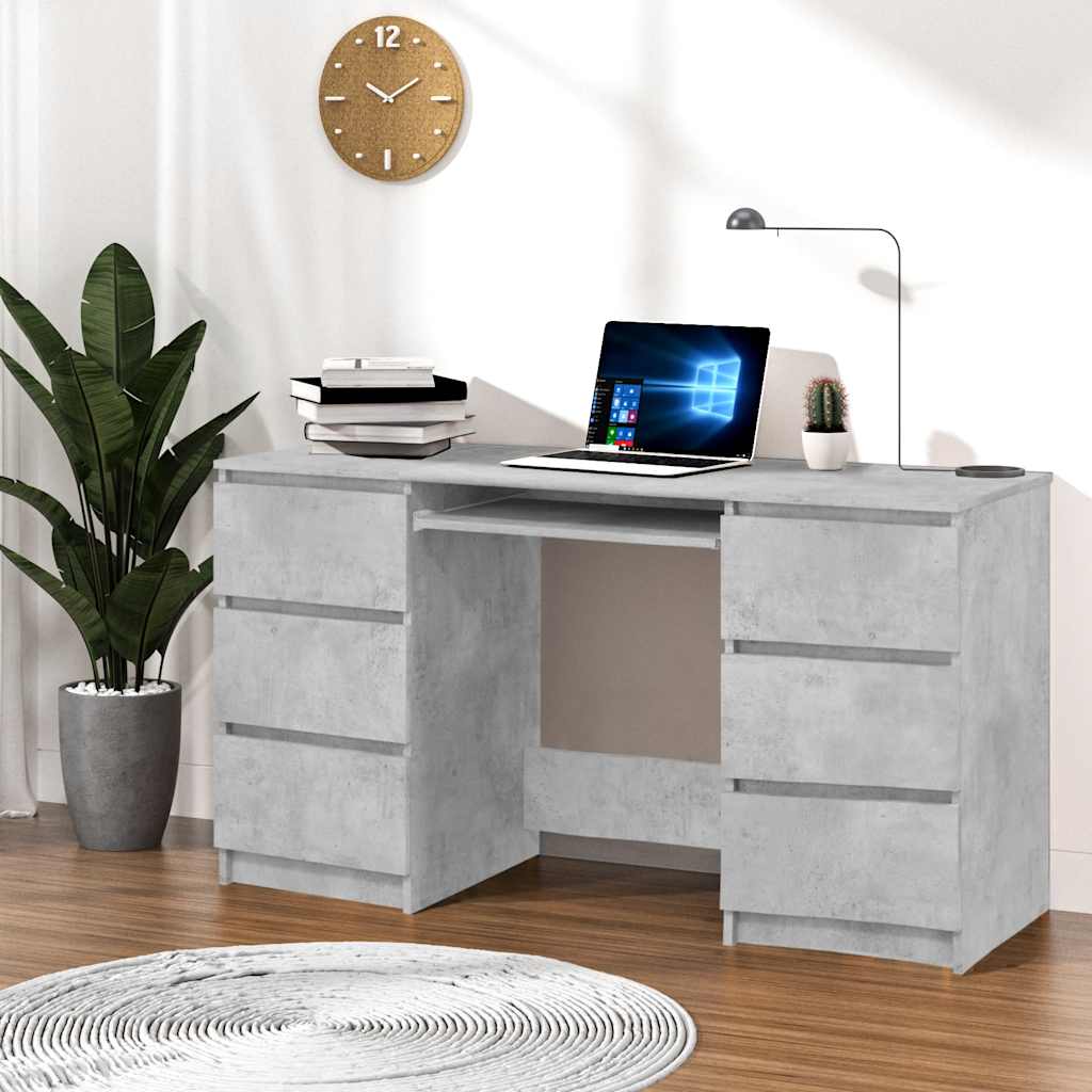 vidaXL Písací stôl, betónovo sivý 140x50x77 cm, kompozitné drevo