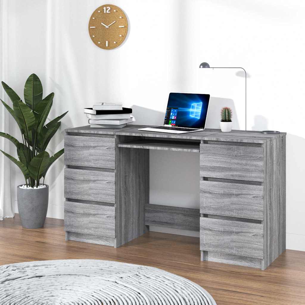 vidaXL Písací stôl sivý dub sonoma 140x50x77 cm spracované drevo