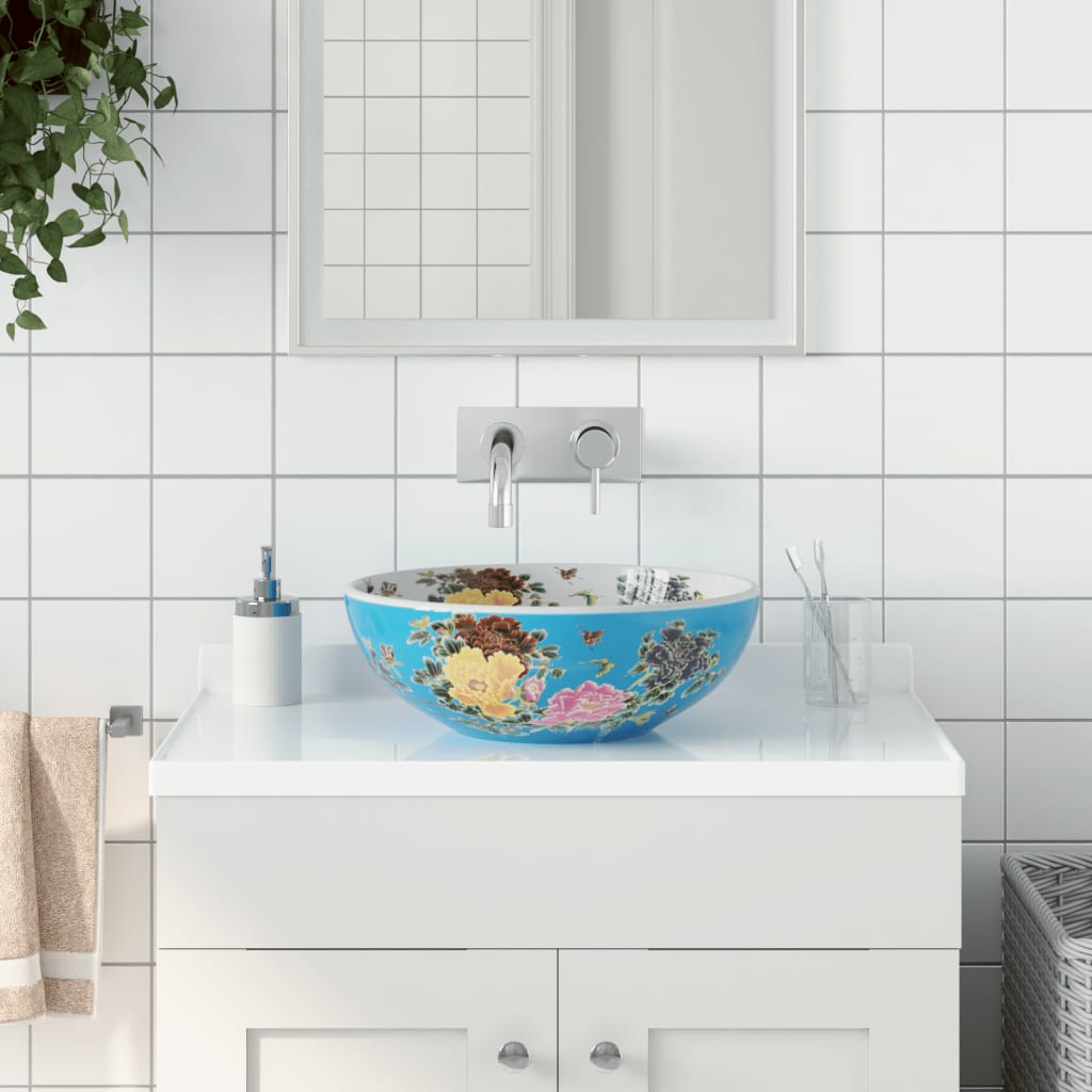 vidaXL Umývadlo na dosku viacfarebné okrúhle Φ41x14 cm keramické