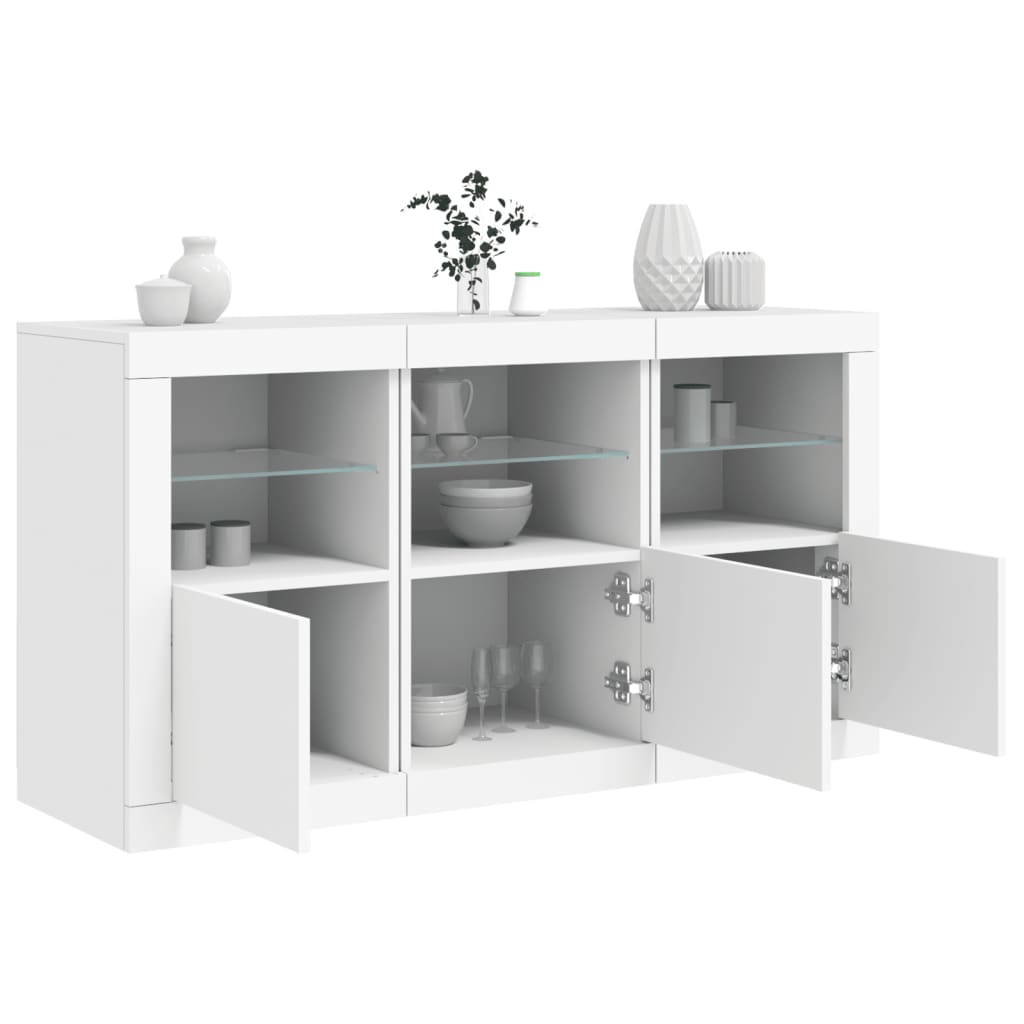 vidaXL Komoda s LED svetlami biela 123x37x67 cm