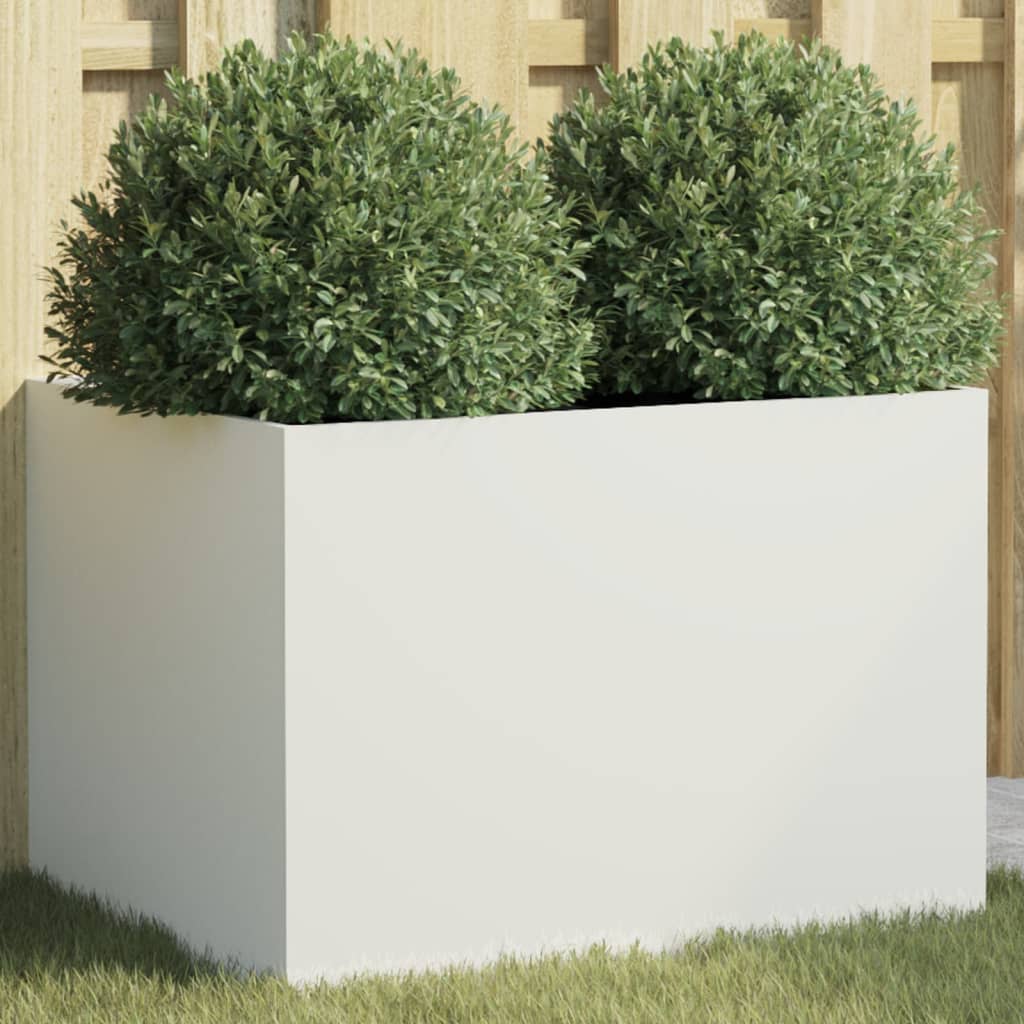 vidaXL Kvetináč biely 62x47x46 cm oceľ