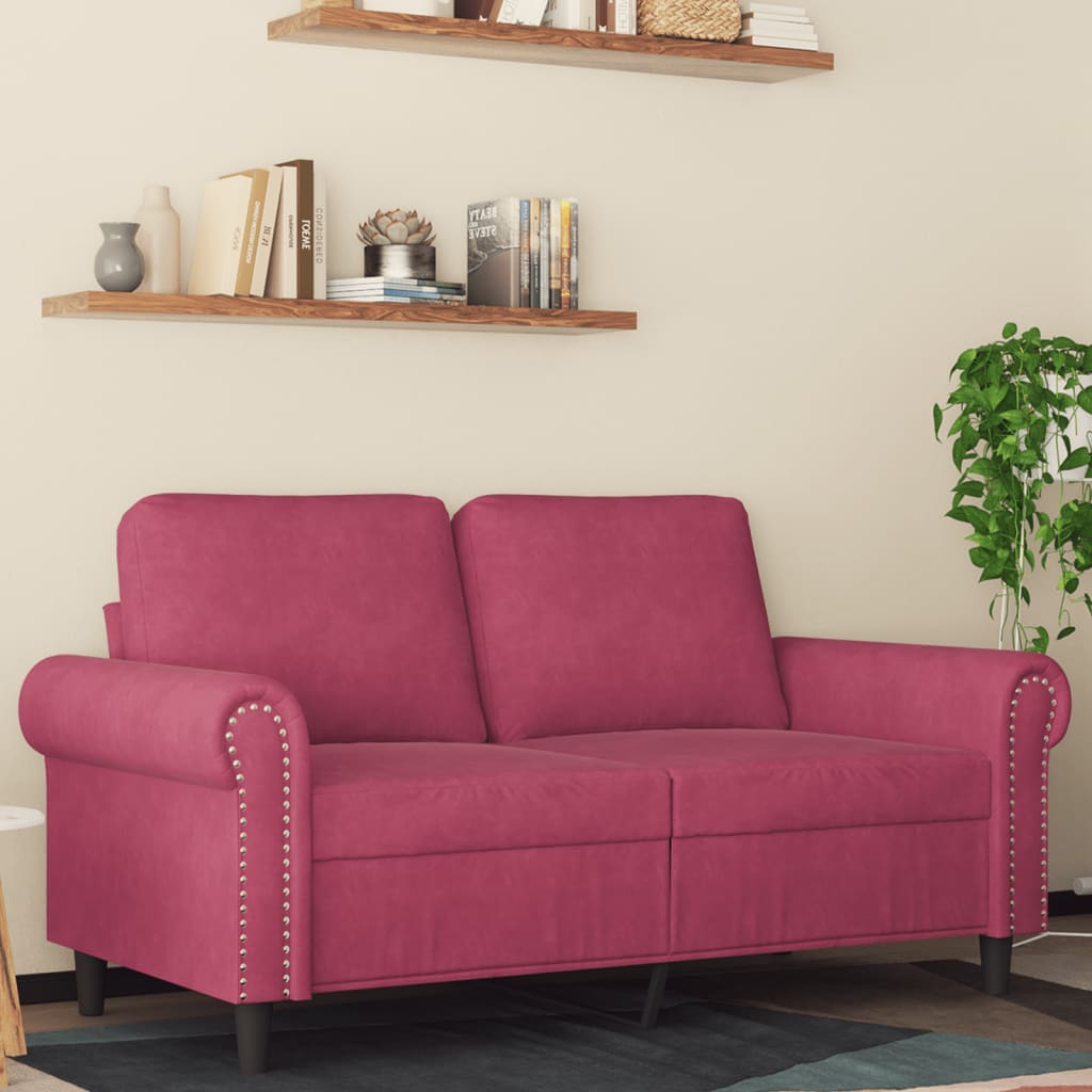 vidaXL 2-miestna pohovka vínovo-červená 120 cm zamat