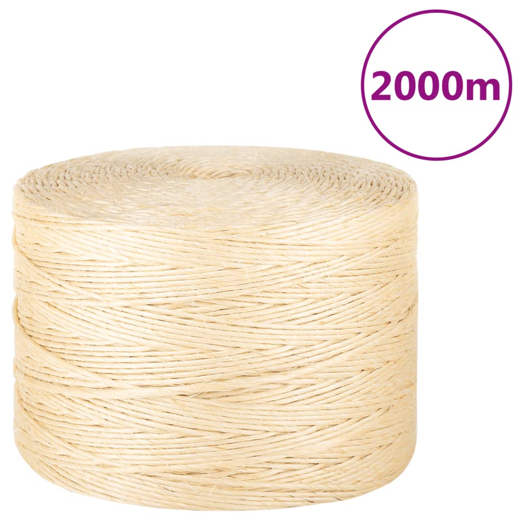 vidaXL Lano 100 % sisal 3 mm 2000 m