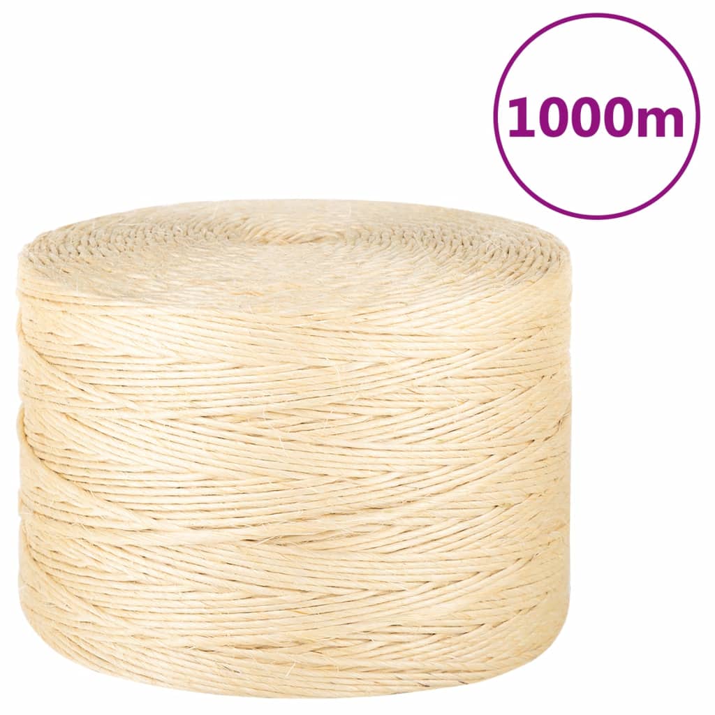 vidaXL Lano 100 % sisal 3 mm 1000 m