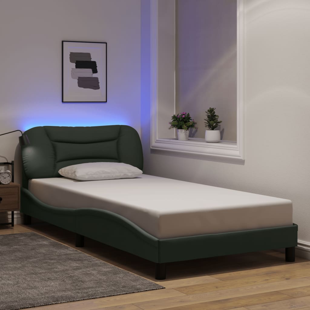 vidaXL Posteľ s LED bez matraca tmavosivá 100x200 cm látka
