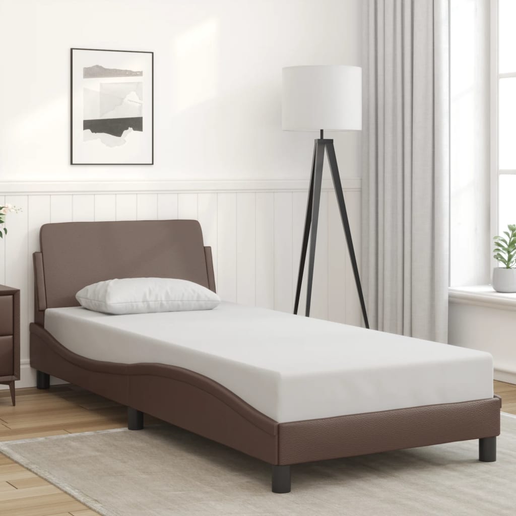 vidaXL Posteľný rám s čelom hnedý 90x200 cm umelá koža