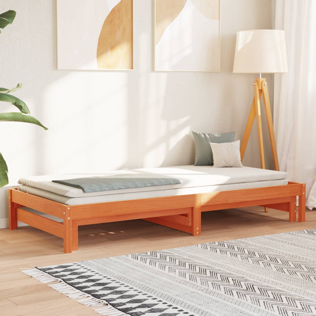 vidaXL Vysúvacia denná posteľ voskovohnedá 80x200 cm masívna borovica