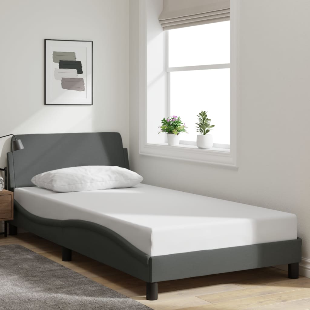 vidaXL Posteľ bez matraca tmavosivá 100x200 cm látka