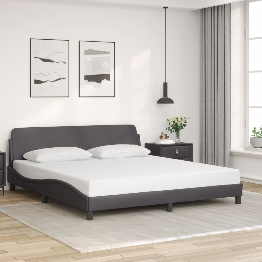 vidaXL Posteľný rám s čelom sivý 180x200 cm umelá koža