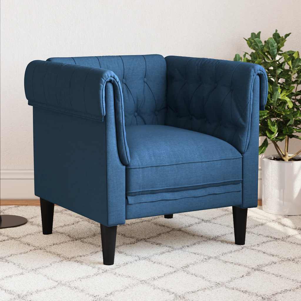 vidaXL Pohovka Chesterfield modrá látka