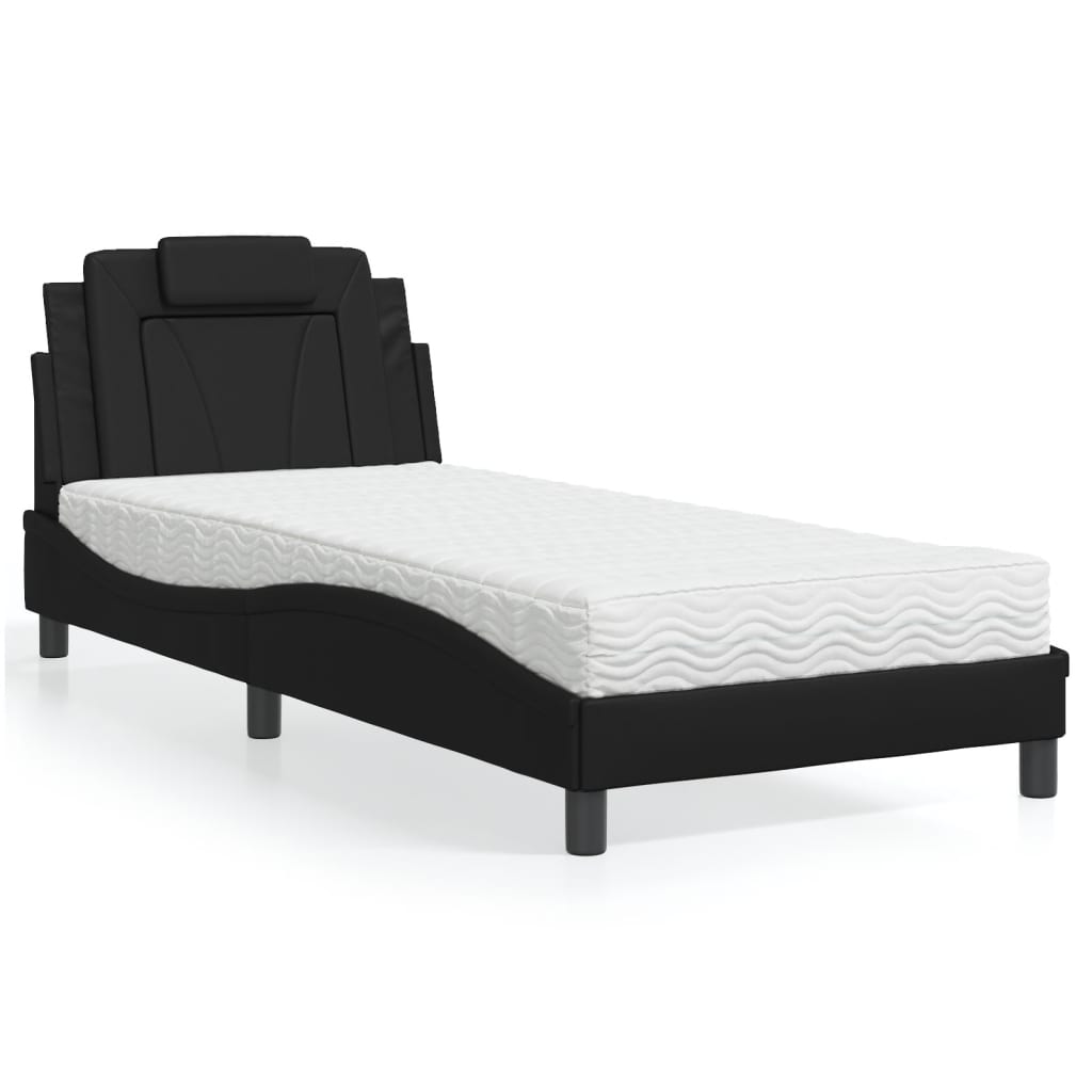vidaXL Posteľ s matracom čierna 80x200 cm umelá koža