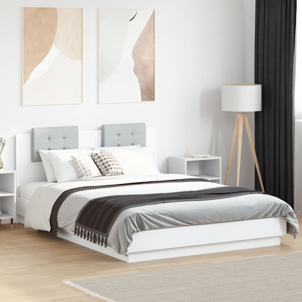 vidaXL Posteľný rám s čelom biely 140x200 cm kompozitné drevo