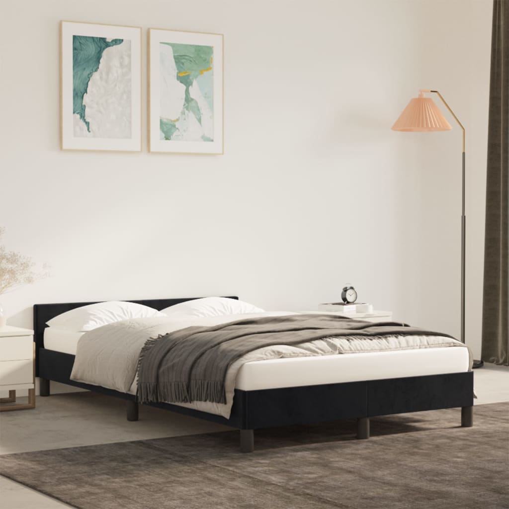 vidaXL Posteľ bez matracom čierna 120x190 cm zamat