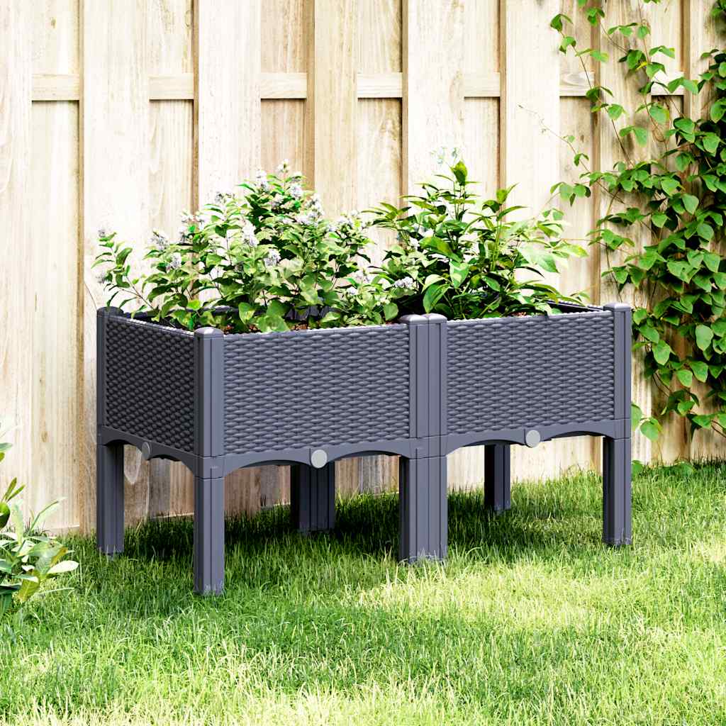 vidaXL Záhradný kvetináč s nohami modrosivý 80x40x42 cm PP