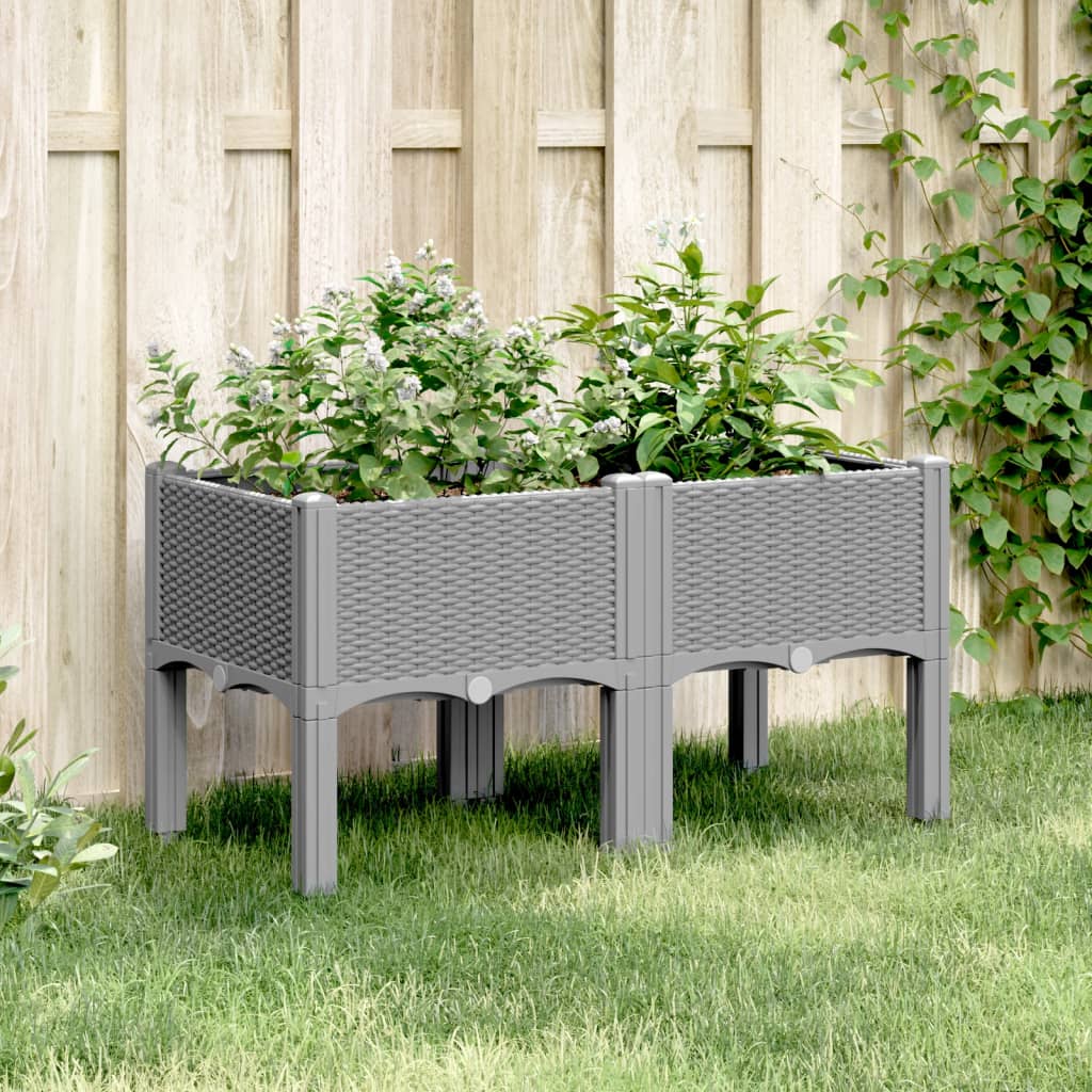 vidaXL Záhradný kvetináč s nohami bledosivý 80x40x42 cm PP