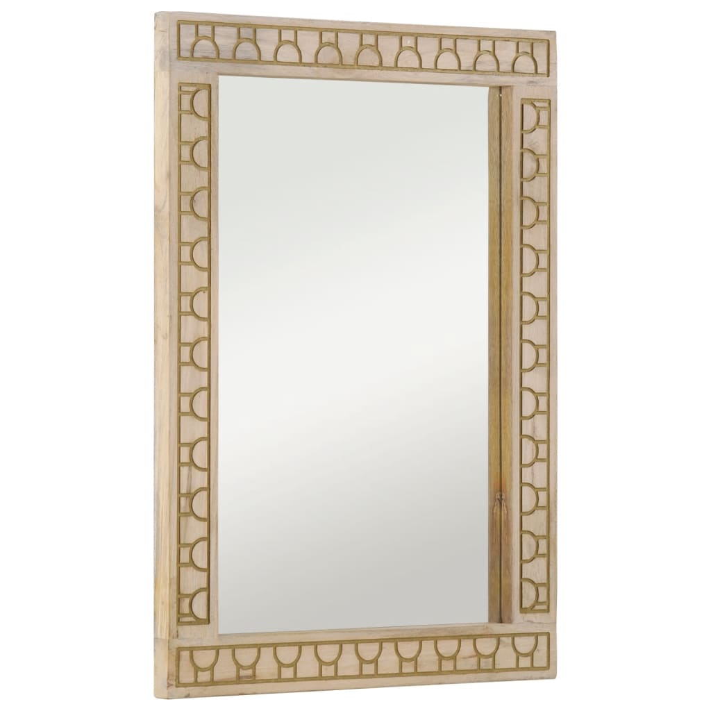 vidaXL Zrkadlo do kúpeľne 50x70x2,5 cm masívny mangovník a sklo
