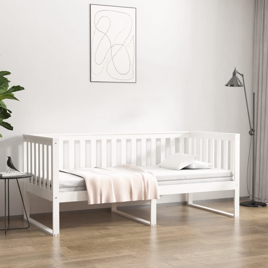 vidaXL Denná posteľ s matracom biela 90x190 cm masívna borovica