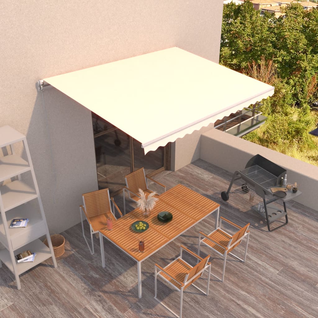 vidaXL Ručne zaťahovacia markíza 450x300 cm krémová